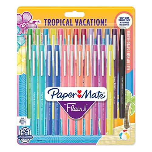 Oferta limitada: Paper Mate Flair rotuladores de punta de fieltro mediana, colores tropicales y surtidos, paquete de 24 de 30.38 € a 30.38 € (ahorro 0.00%)