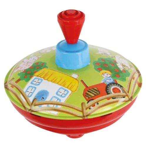 Limited-time offer: Lena tin toys 52412 - Humming top farm yard Ø 13 cm, metal spinning top, classical pump action, metal top with animal motif, for children from 18 months from 9.99 £ to 9.59 £ (save 4%)