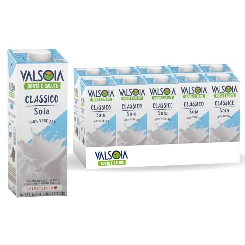Offerta a tempo: Valsoia - Bevanda Soia Gusto Classico, Box da 10 Tetra Brik da 1000 ml, 100% Vegetale, Senza Lattosio e Glutine, Fonte di Proteine Vegetali, Ideale anche per Vegani, Vegetariani e Celiaci - 29% da 19.99 € a 14.24 €