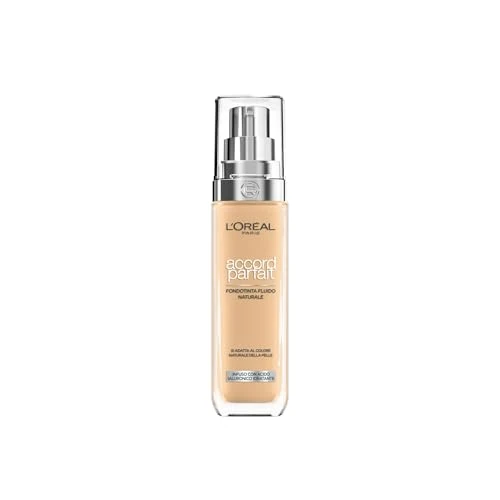 L'Oréal Paris - Flüssige Foundation – Feuchtigkeit 24 Stunden – Formel mit Hyaluronsäure – alle Hauttypen – Farbton: natürlich, goldfarben (4.D) – perfekte Abstimmung – 30 ml