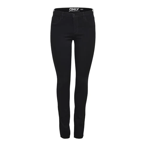 ONLY Onlrain Reg Skinny Fit, Jeans Donna, Black Denim, XL / 30L