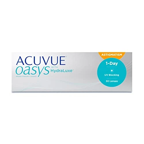 ACUVUE OASYS 1-Day per astigmatismo; Lenti a contatto giornaliere; visione chiara e stabile per tutto il giorno,comfort elevato;-5.00 diottrie; Cilindro -1.75 ; Asse 40 ; BC 8.5; DIA 14.30; 30 lenti