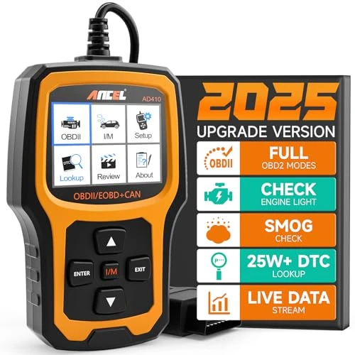 Limitiertes Angebot: ANCEL AD410 Enhanced Auto OBD2 Diagnosegerät, OBDII/EOBD Diagnose Fehlerspeicher Auslesen, 8 Sprachen DTC KFZ Diagnosegerät für nach 2002 Alle Fahrzeuge (Schwarz/Gelb) von 69.99 EUR auf 53.99 EUR (Spare 23%)