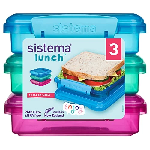 Oferta limitada: Sistema Lunch fiambreras para sándwiches | Recipientes para guardar comida de 450 ml | Colores variados | 3 unidades de 13.49 EUR a 10.99 EUR (ahorro 19%)