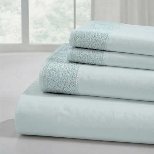 Limited-time offer: Modern Threads Pacific Coast Textiles 4 Piece Crochet Lace Microfiber Sheet Set Cal King, Sea Mist, 4-Piece from 37.13 £ to 37.13 £ (save 0.00%)