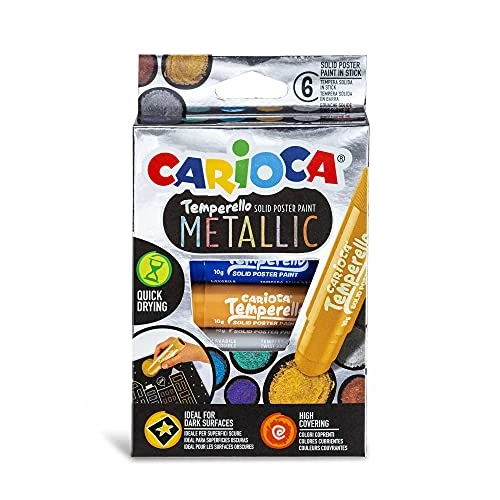 Offerta a tempo: Carioca TEMPERELLO METALLIC | 42674 - Tempere Solide in Stick, Colori Assortiti Brillanti e Coprenti, 6 pezzi - 0.00% da 7.90 € a 7.90 €