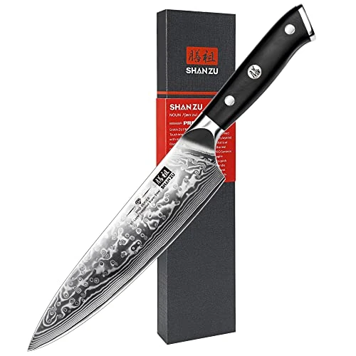 Offerta a tempo: SHAN ZU Coltello da Cuoco Coltello da Cucina in Acciaio Damasco 20cm — 38% da 99,99 € a 61,73 €