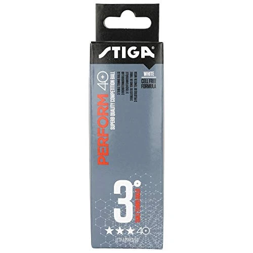 STIGA Unisex's White Perform 3-Star ABS 3-Pack, One Size, 211003