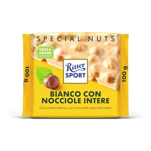 Offerta a tempo: Ritter Sport Bianco Nocciole Intere, Cioccolato Bianco, 100 g - 10% da 1.99 € a 1.79 €