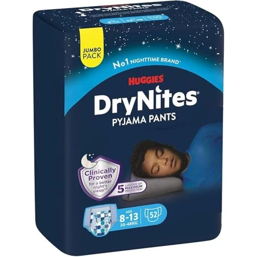 Offre limitée : HUGGIES DryNites®, sous-vêtements de nuit ultra-absorbants, 8/13 ans Garçons (30-48 kg), 4x13 culottes ; la solution idéale, pour les enfants qui font pipi au lit, adapté à la morphologie des garçons de 55.80 € à 55.80 € (0.00% de remise)