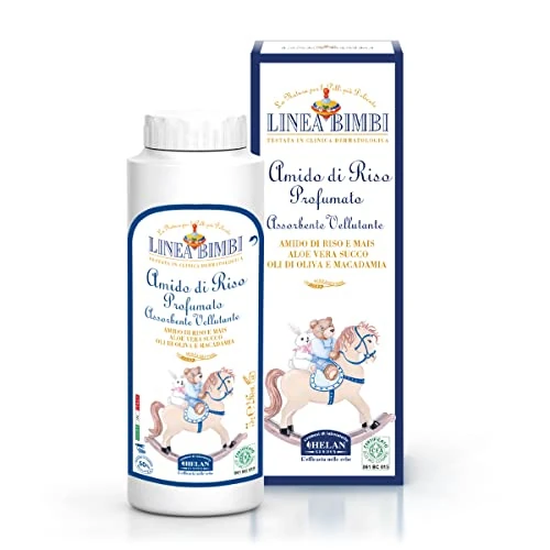 Offerta a tempo: Helan, Linea Bimbi Bio, Amido di Riso Bagnetto Neonato, Talco Profumato in Polvere per Bambini e Neonati - Rinfrescante, Idratante, Lenitivo - Contro Arrossamenti e Irritazioni, con Aloe Vera - 75 g - 23% da 11.00 € a 8.43 €