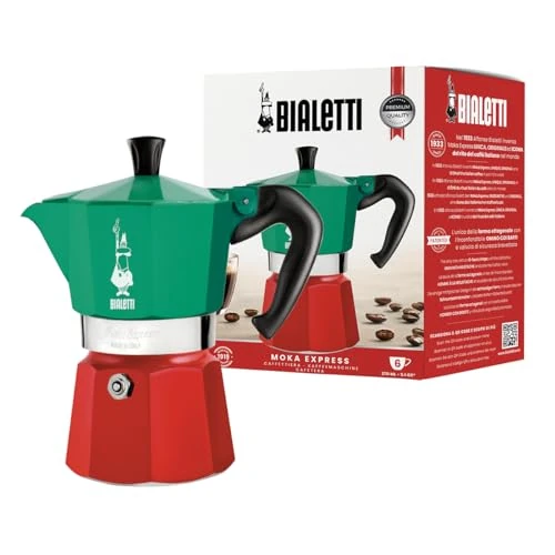 Offerta a tempo: Bialetti Caffettiera Moka Express Tricolore, 6 Tazze, Manico anti scottatura, Non adatta a induzione, 6 Tazze (250 ml), Alluminio - 29% da 49.90 € a 35.20 €