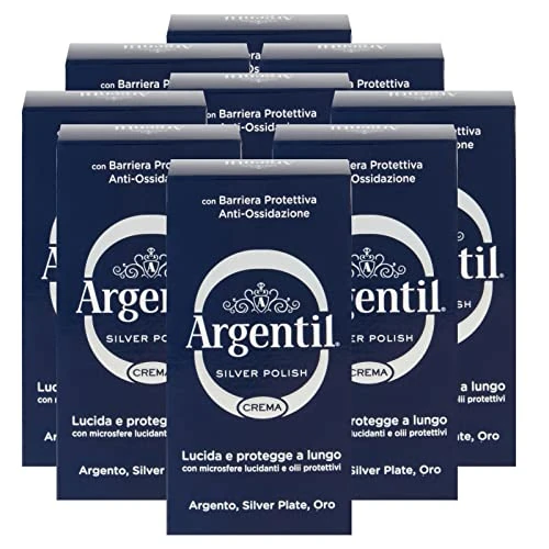 Argentil - Detergente Specifico per Argento in Crema, Azione Lucidante e Antiossidante, con Barriera Protettiva, 150 ml x 9 Pezzi
