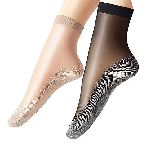 Oferta limitada: Ueither 6 Pares de Calcetines Altos con Punta Reforzada Algodón Sedoso Antideslizante Para Mujer (4 Pares Beige 2 Pares Negro) de 11.99 € a 11.99 € (ahorro 0.00%)