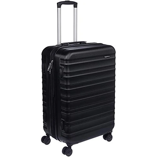Tijdelijke aanbieding: Amazon Basics Hardshell Koffer Middelgroot - Uitbreidbare ABS Reisbagage met 4 Dubbele Zwenkwielen - Krasbestendig en Lichtgewicht - 68 x 45,1 x 28,6cm - Zwart van 76.10 € naar 59.42 € (22% korting)