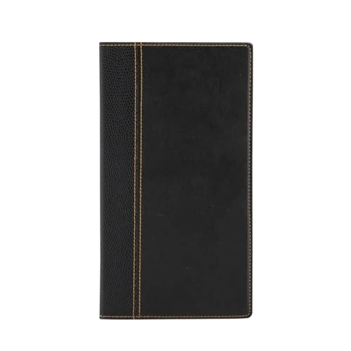 SECURIT - Portaconto Luxe - Per Caffè, Ristoranti, Bar - Base In Legno Massiccio - Copertina In Pelle E Chiusura Elastica - Colore Nero