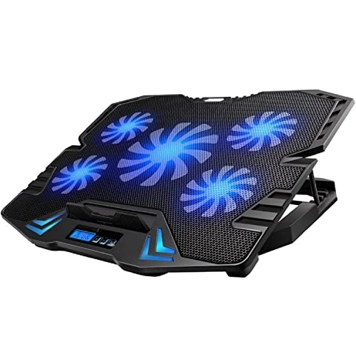 Offerta a tempo: Ewent EW1259 Supporto Sistema di Raffreddamento per Notebook, MacBook 15.6 / 17 pollici con 5 Ventole Silenziose e con velocità regolabile e Luce LED, 30 x 37 x 3,8 cm - 22% da 30.52 € a 23.90 €