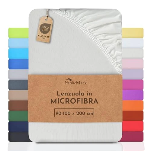 NatureMark Lenzuolo in microfibra a prezzo scontato! tante misure e colori di marca (lenzuolo 90x200-120x200 cm, Crema/Naturale)