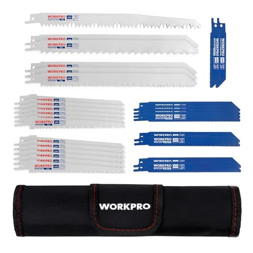 Tijdelijke aanbieding: WORKPRO Reciprozaag Bladen Set, 32 Stuks Reciprozagen Blade voor Metaal/Hout Snijden, Met Organizer Pouch van 26.99 € naar 22.94 € (15% korting)