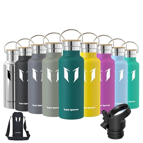 Limitiertes Angebot: Super Sparrow Trinkflasche Edelstahl - 500ml - Auslaufsicher Thermoskanne, BPA-Frei Wasserflasche - Kohlensäure Thermosflasche für Kinder, Sprudel, Sport, Uni, Schule, Fitness, Outdoor, Camping von 19.95 EUR auf 16.95 EUR (Spare 15%)