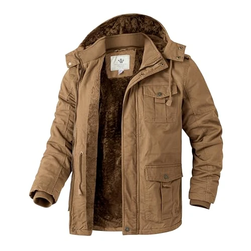 Limited-time offer: WenVen Men’s Winter Warm Parka Jacket Thickened Fleeced Lining Coat Windprooof Hooded Jackets Quilted Cotton Padding Mid-Length Casual Outerwear Coats Khaki S from 33.99 GBP to 33.99 GBP (save 0%)