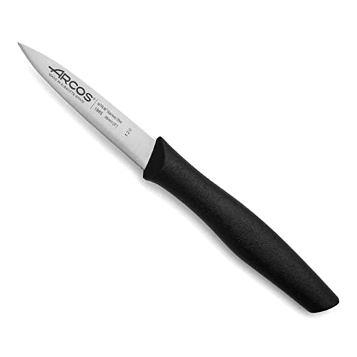 ARCOS Paring Knife 3 Inch Stainless Steel, Professional Kitchen Knife for Cut, Peel and Clean Food, Ergonomic Polyoxymethylene Handle and 85mm Blade, Series Nova, Color Black