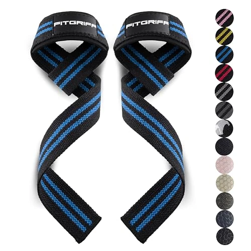Oferta limitada: Fitgriff® Straps Gym, Correas Levantamiento de Pesas, Powerlifting, Agarraderas Gimnasio - Lifting Straps - Mujeres y Hombres (Estándar (más de 16cm muñeca), Black/Blue) de 9.99 € a 9.99 € (ahorro 0.00%)
