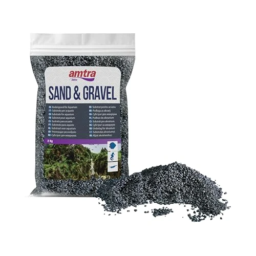 Amtra Black Ceramized Quartz - fijn kwarts-aquariumzand, voor zoet of zout water, korrel 2-3 mm, aantal: 2 kg