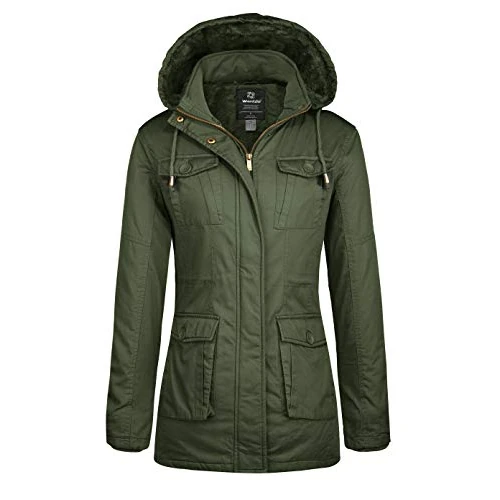 Limitiertes Angebot: Wantdo Damen Fleece Futter Parka Warm Winter Jacke Gepolstert Puffer Jacke Outdoor Sport Mantel Grün M von 85.99 EUR auf 69.99 EUR (Spare 19%)