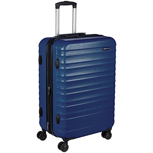 Limited-time offer: Amazon Basics Hard Shell Medium Suitcase - Expandable ABS Travel Luggage with 4 Double Spinner Wheels - Scratch Resistant and Lightweight Construction - 68 x 45.1 x 28.6cm - Navy Blue from 54.90 £ to 54.90 £ (save 0.00%)