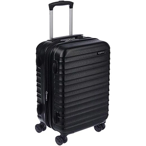 Limited-time offer: Amazon Basics Hard Shell Small Suitcase - Expandable ABS Hand Luggage with 4 Double Spinner Wheels - Scratch Resistant and Lightweight Construction - 55 x 37.5 x 25.5cm - Black from 39.90 £ to 31.59 £ (save 21%)