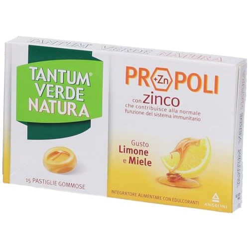Offerta a tempo: ANGELINI Tantum Verde Natura - 15 Pastiglie Gommose Limone e Miele - 21% da 3.99 € a 3.14 €
