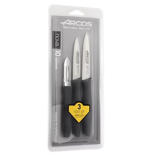 Arcos Series Nova - Paring Knives Set - Blade Nitrum Stainless Steel - Handle Polypropylene Black Color
