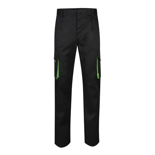 VELILLA 103004; Bicolor Multi-Pocket Trousers; Black and Lime Green; Size 48