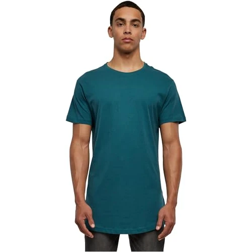 Urban Classics Homme Shaped Long Tee Manches Courtes Ourlet Arrondi Col Rond Basique Streetwear Minimaliste 100 Coton Jersey, Turquoise (Teal 1143), S EU