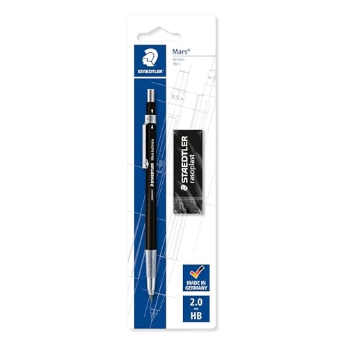 Offerta a tempo: Staedtler Mars Technico - Portamine 2mm con Temperamine Integrato e Gomma da Cancellare, Set Matita Meccanica e Gomma Ideale per Disegno e Scrittura, Matita con Mina per Cancelleria Scuola Università - 16% da 16.82 € a 14.07 €