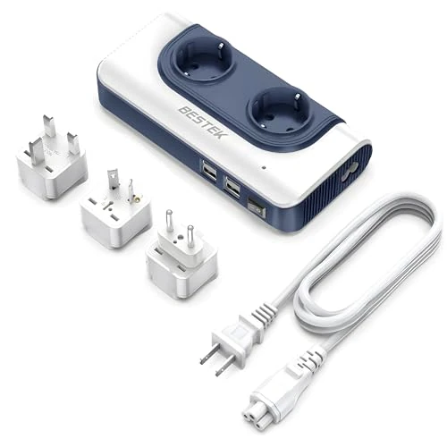 Offerta a tempo: BESTEK 200W Convertitore di Tensione Universale 110V a 220V Adattatore da Viaggio Intercambiabili(UK EU AU) 2 Prese AC e 4 Porte USB, Adattatore di Alimentazione per Viaggi in USA JP Canada Australia - 21% da 57.99 € a 45.99 €