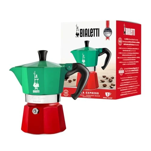 Offre limitée : Bialetti - Collection Moka Express Italia: La Cafetière Expresso Iconique, Qui Fait Du Véritable Café Italien, Cafetière Moka 3 Tasses (130 Ml), Aluminium, Coloré En Rouge, Vert Et Argent de 38.03 EUR à 35.75 EUR (remise 6%)
