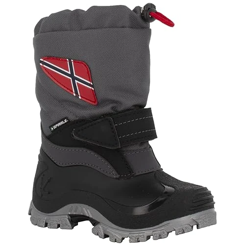Spirale Morten, Stivali da Neve Unisex per Bambini, Impermeabili all'Acqua, Suola Antiscivolo in Gomma, Calda Fodera, Grigio, 29 EU