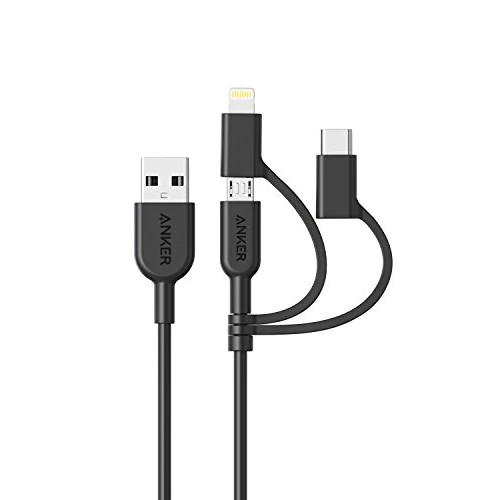 Offerta a tempo: Anker Cavo iPhone, PowerLine II 3-in-1 [90 cm], Cavo USB Type-C/Lightning/Micro USB per iiPhone XS/XS Max/XR / 8/8 Plus, iPad, Huawei, HTC, LG, Samsung Galaxy, Sony Xperia, Smartphone Android e altro - 12% da 18.99 € a 16.79 €