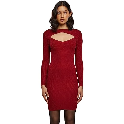 Limited offer: Urban Classics Ladies - Cut Out Dress burdundy - XS Burgundy from 69.00 EUR to 69.00 EUR (save 0%)