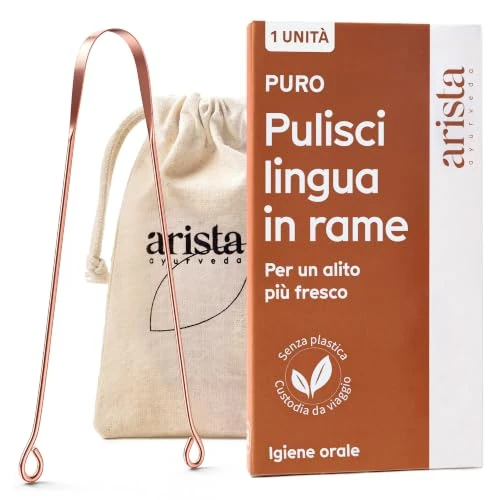 Offerta a tempo: Arista Pulisci Lingua, Pack 1 Nettalingua Rame, Raschietto Lingua, Ayurveda Prodotti, Raschia Lingua per Igiene Orale, Alito Cattivo Rimedi - 9% da 7.65 € a 6.95 €