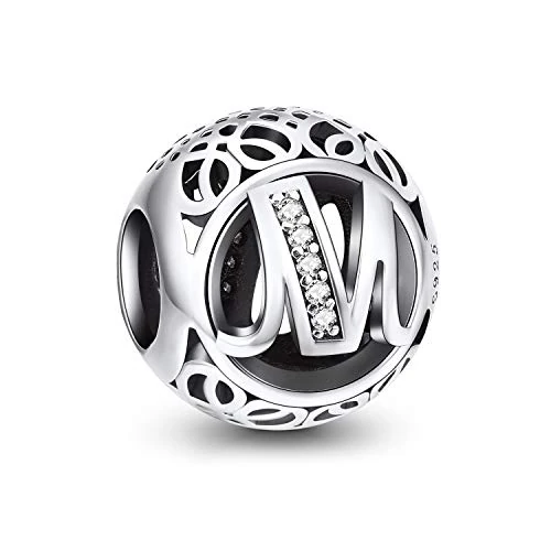 Offre limitee: NINGAN Charme Lettre de l'alphabet Argent Sterling 925 Femmes Pearl Charm avec 5A Zircone Compatible pour Européen Bracelets(M) de 20.99 EUR a 15.30 EUR (economie 27%)