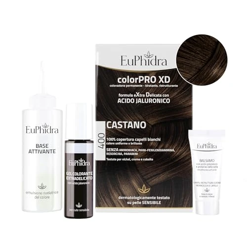 Offerta a tempo: Euphidra - ColorPro XD 400, Castano, Colorazione Permanente con Acido Ialuronico, Idrata Profondamente e Riequiibra la Struttura del Capello - 34% da 11.20 € a 7.42 €