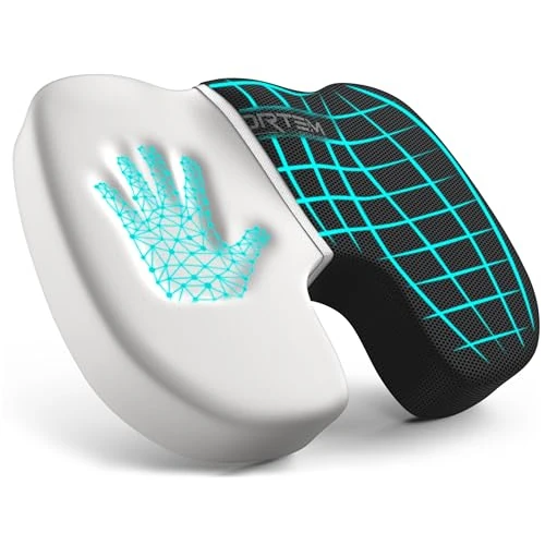 FORTEM Office Chair Cushion, Memory Foam Seat Cushion, Non Slip Sitting Pillow for Gaming, Car Seat Pillow, Computer Chair Pad, Washable Cover