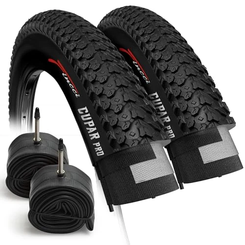Offerta a tempo: Fincci Copertoni MTB 26 x 2.1 Pollici 57-559 Set Coppia Pieghevole Pneumatici bici 26 con 2x Cameras d Aria Valvola Interna Presta per Mountain Bike, Bici Corsa, Bicicletta Elettrica - Confezione da 2 - 0.00% da 47.91 € a 47.91 €