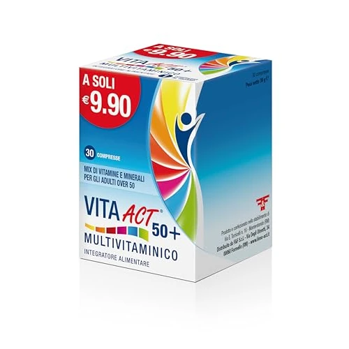 Offerta a tempo: Vita Multivitaminico Act, Mix di Vitamine e Minerali Per Adulti Over 50, 1 Confezione da 30 Compresse - 61% da 8.99 € a 3.55 €