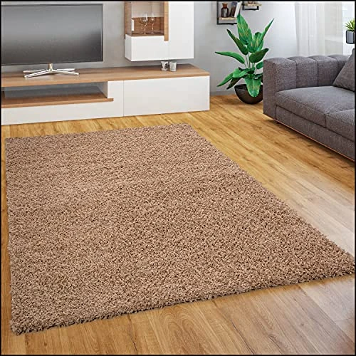 Limited offer: Paco Home Area Rug Living Room Shaggy Large Bedroom Rug Deep Pile Fluffy Monochrome Modern Soft, Size:140x200 cm, Colour:Beige from 48.99 EUR to 48.99 EUR (save 0%)