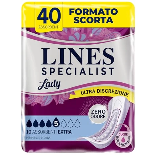 Lines Specialist wkłady do nietrzymania moczu – 4 opakowania po 10 sztuk