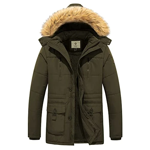 Offerta a tempo: WenVen Cappotto Invernale Imbottito Caldo Giacca in Cotone Stile Militare Giaccone da Lavoro Giacca Pesante a Vento Uomo Verde Militare XL - 19% da 82.89 € a 67.01 €